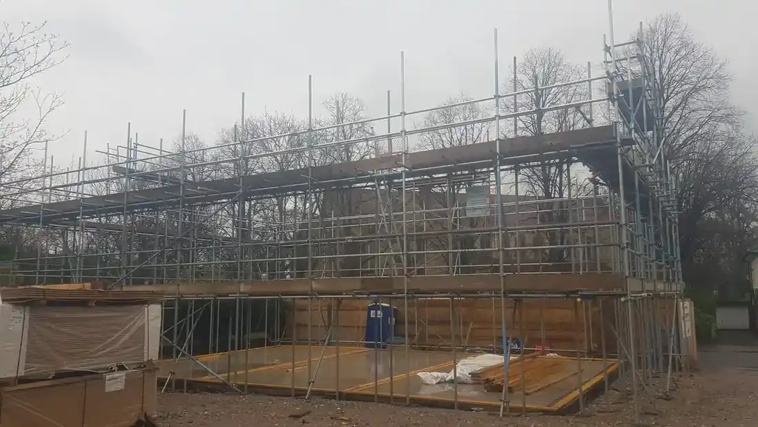 Scaffolding erected by Preston Scaffolding NW on a new build site