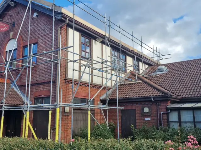 Scaffolding against a modern apartment building — Preston Scaffolding NW, scaffolders covering Bilsborrow