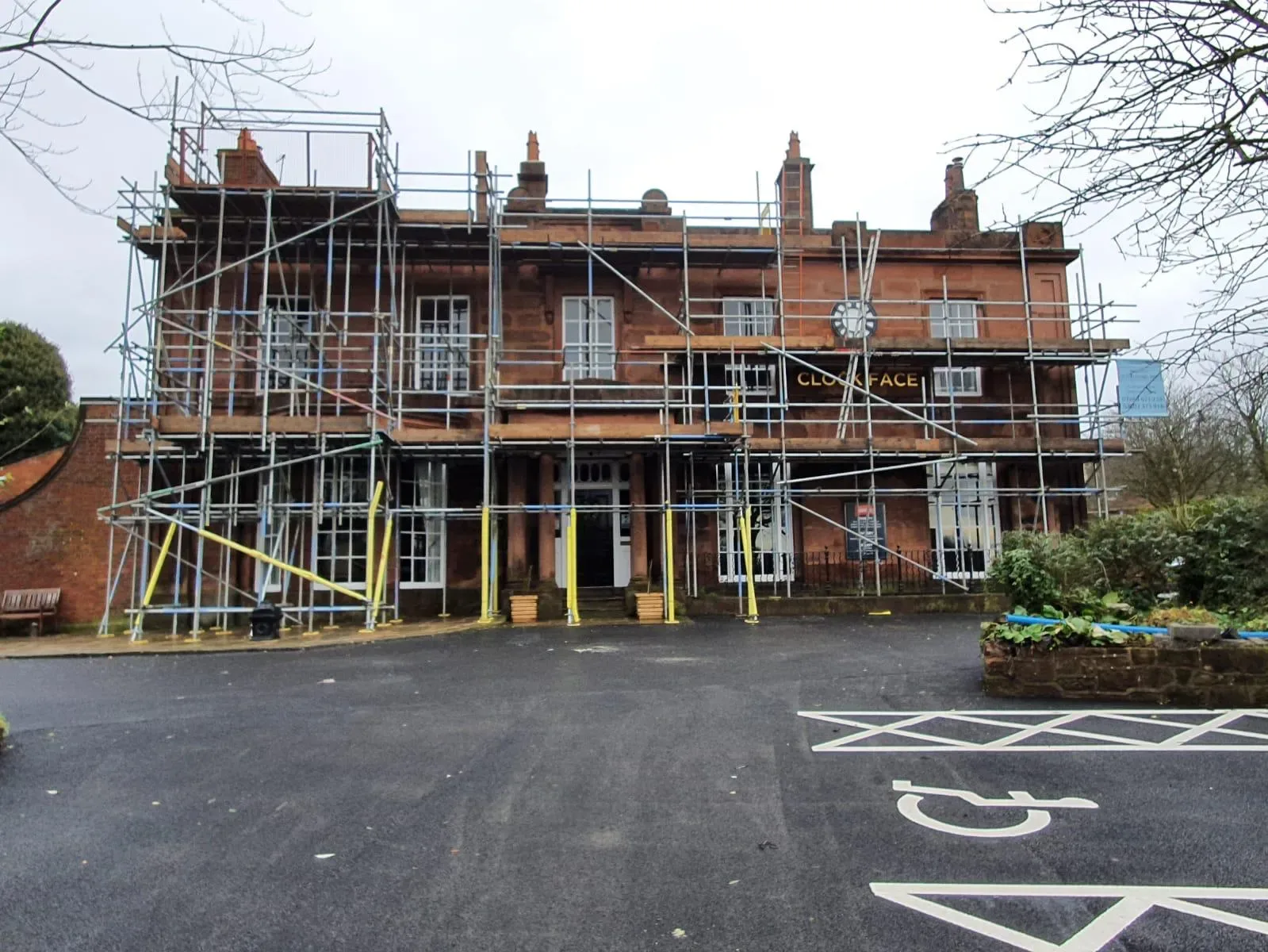 Street side scaffolding on terraced houses