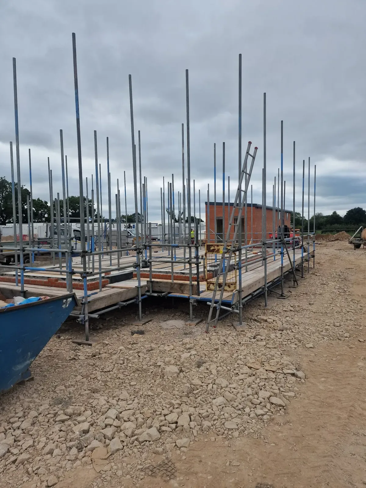 New build scaffold progressing with the brickwork